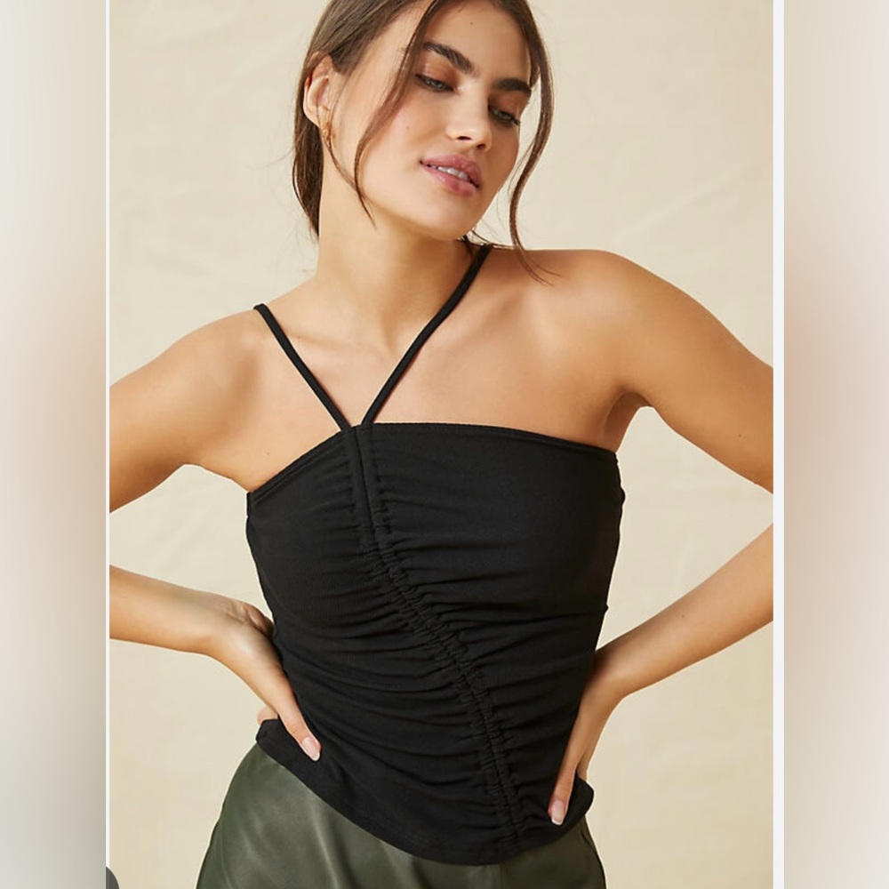 DOLAN asymmetric ruched black tank top SM-NEW without tags
